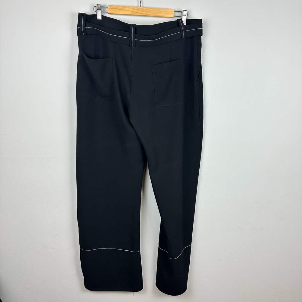 Zara Wide Leg Contrast Stitch Pants with Belt sz XL - Picture 2 of 5